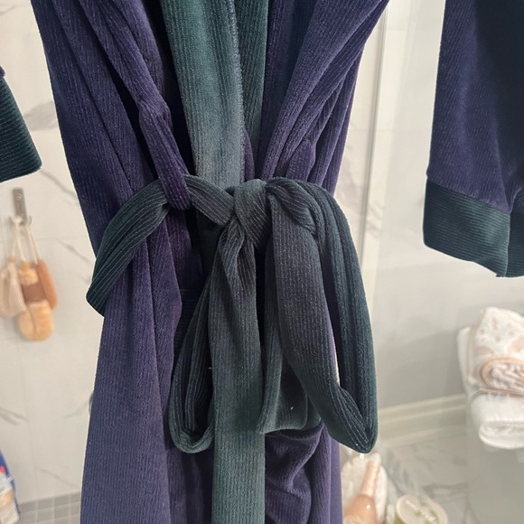 Mens vintage pennmens housecoat ribbed velour velvet one size navy/green - Picture 14 of 15